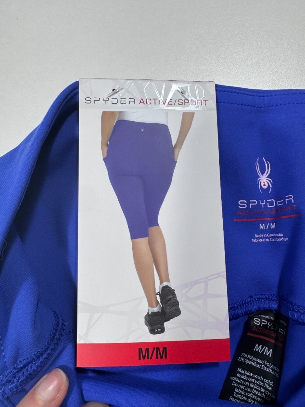 Spyder Active Sport Capri Leggings Women’s Medium Bright Blue High Rise Pockets - Picture 6 of 9